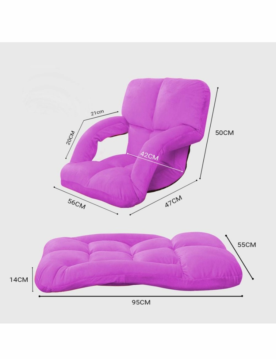 Home And Lifestyle Soga Recliners | Soga Foldable Lounge Cushion Adjustable Floor Lazy Recliner Chair With Armrest Purple