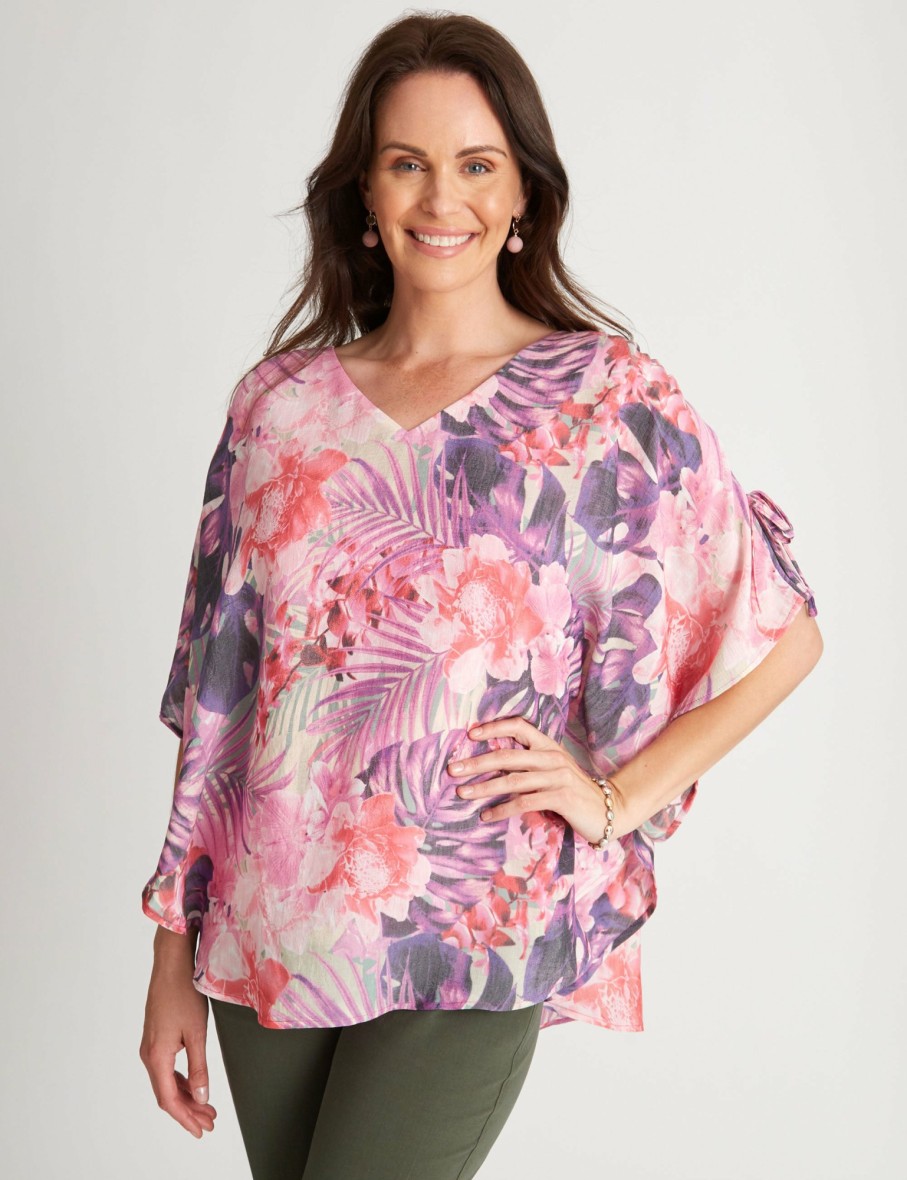 Women Millers Kaftans | Millers Extended Sleeve Printed Overlay Top