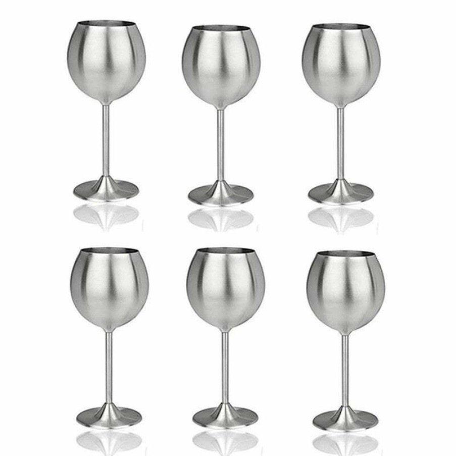 Home And Lifestyle HOD Health & Home Barware | Wine Glasses Stainless Steel Wine Glasses Goblets Champagne Bar Party Banquet - Set Of Two - Stemless