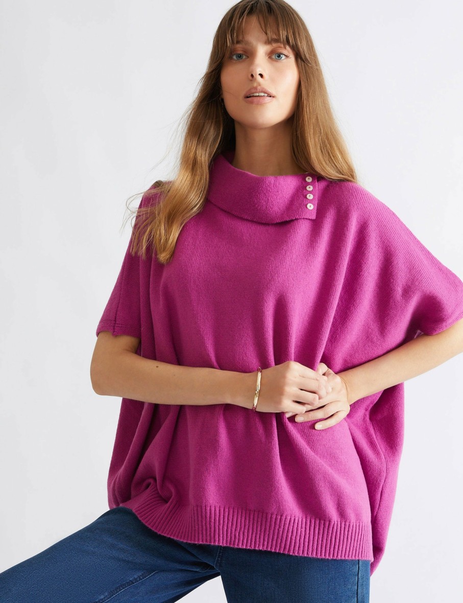 Women Katies Wraps & Ponchos | Katies Button Neck Poncho