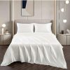 Home And Lifestyle VIKUS Silk Sheets | Soft Silky Satin Sheet Set 4Pc 2000Tc Double Bed Flat/Fitted White