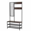 Home And Lifestyle Viviendo Hallway Furniture | Foyer Coat Rack, Shoe Rack With Hooks With Shelving In Industrial Style