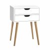 Home And Lifestyle HOD Health & Home Bedside Tables | Artiss Bedside Tables Drawers Side Nightstand Wood Storage Cabinet White - One Size