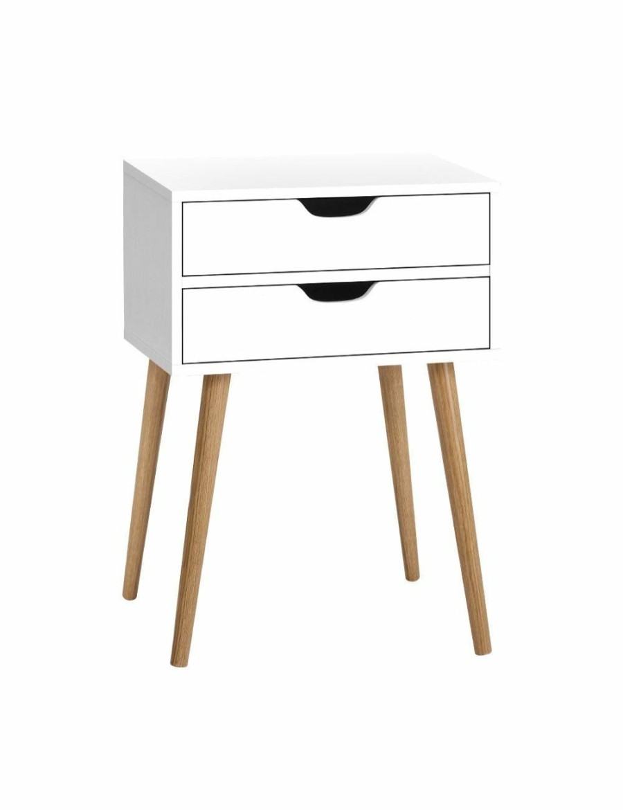 Home And Lifestyle HOD Health & Home Bedside Tables | Artiss Bedside Tables Drawers Side Nightstand Wood Storage Cabinet White - One Size