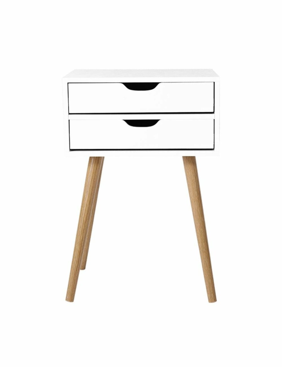 Home And Lifestyle HOD Health & Home Bedside Tables | Artiss Bedside Tables Drawers Side Nightstand Wood Storage Cabinet White - One Size