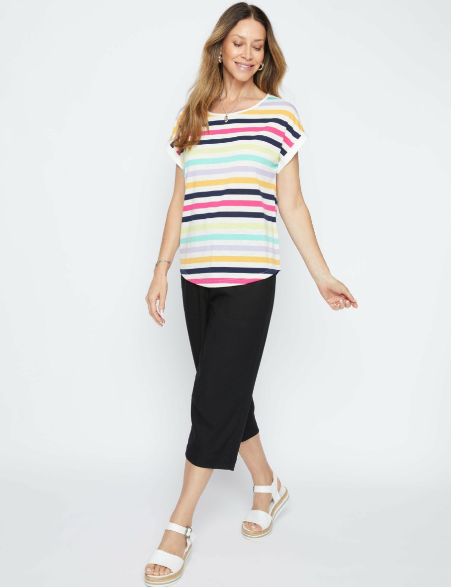 Women Millers Tees | Millers Multi Stripe Extended Sleeve T-Shirt