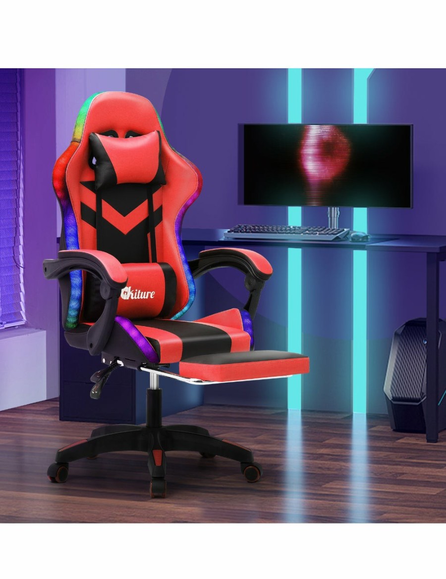 Home And Lifestyle Oikiture Office Chairs | Oikiture Gaming Office Chair Massage Racing 7 Rgb Led Computer Work Seat