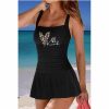 Women Azura Exchange Swimdress | Azura Exchange Black Printed Ruched One Piece Swim Dress