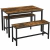 Home And Lifestyle VASAGLE Tables | Vasagle Dining Table Set With 2 Benches Rustic Brown And Black