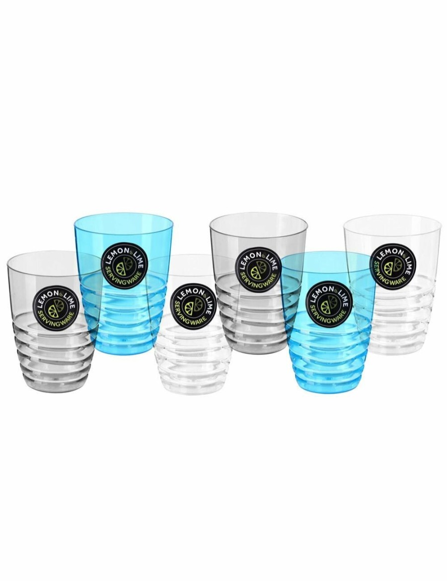 Home And Lifestyle LEMON AND LIME Barware | 6X Lemon & Lime Wave Deco 500Ml Tumbler Water/Juice Drink Party/Picnic Cup Asst