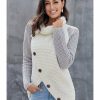 Women Azura Exchange Wraps & Ponchos | Gray Button Turtle Cowl Neck Asymmetric Hem Wrap Pullover Sweater