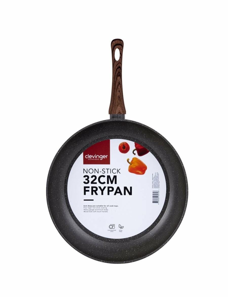 Home And Lifestyle CLEVINGER Cookware | Clevinger 32Cm Forged Aluminium 4 Layer Round Non-Stick Frypan Cookware Black