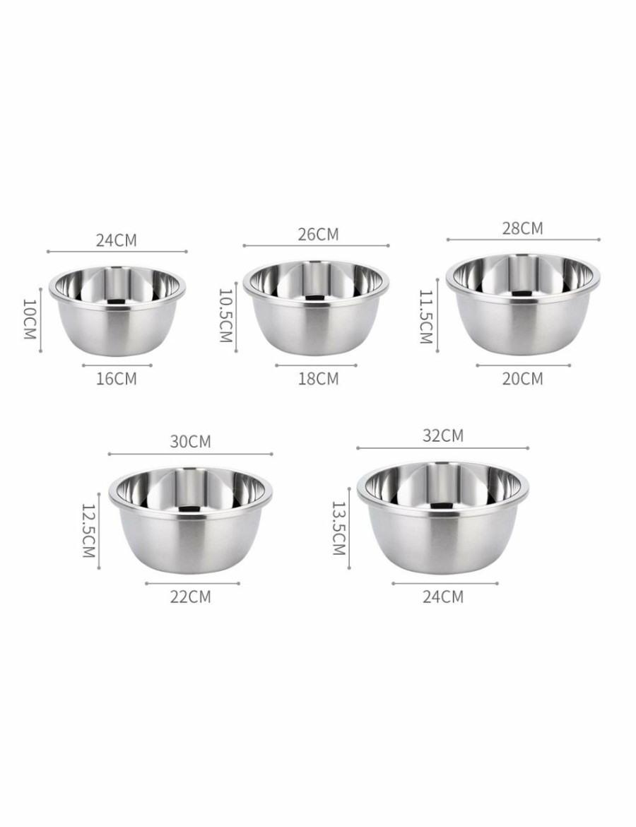 Home And Lifestyle Soga Storage & Organization | Soga 5Pcs Deepen Polished Stainless Steel Stackable Baking Washing Mixing Bowls Set Food Storage Basin