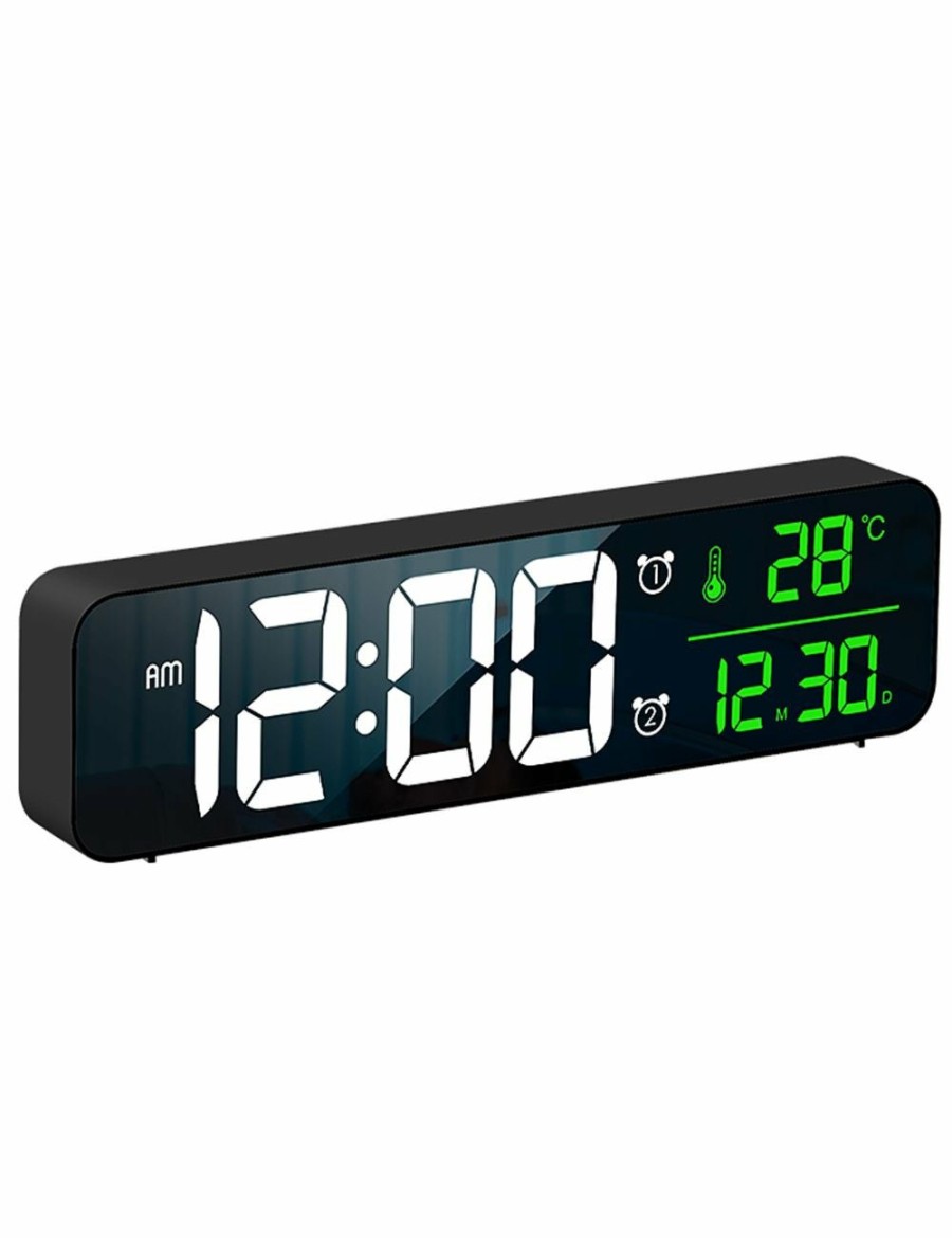 Home And Lifestyle TODO Clocks | Todo Led Digital Alarm Clock Temperature Music Alarm Usb Power Wall Clock - Black