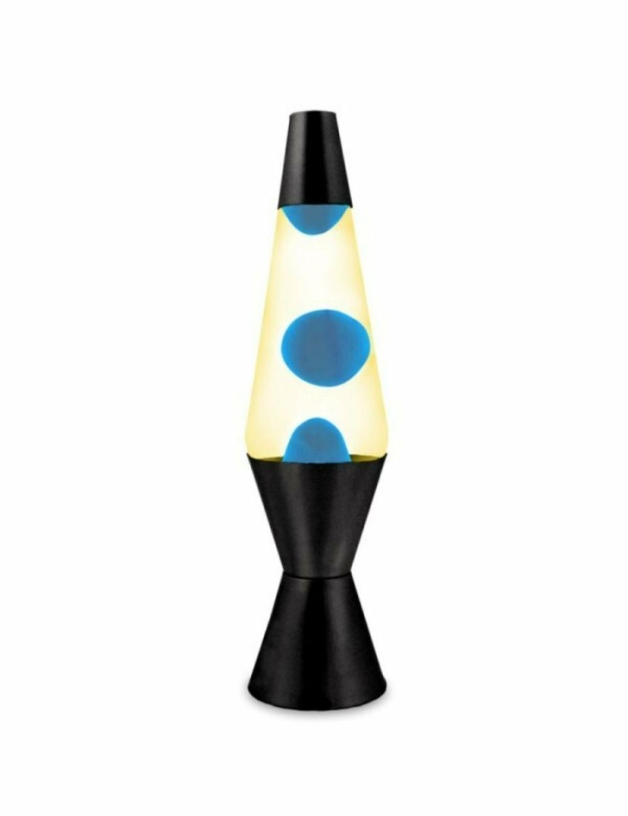 Home And Lifestyle UNBRANDED Lamps | Yellow/Blue Wax Liquid Lava Lamp Party Decor Night Light Black Retro Set 37Cm