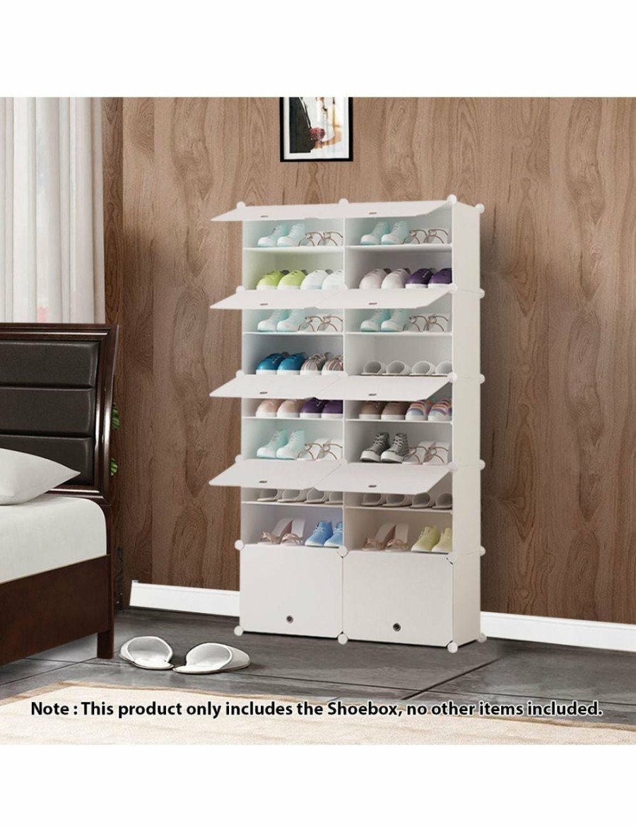 Home And Lifestyle Soga Bedroom Storage | Soga 9 Tier 2 Column White Shoe Rack Organizer Sneaker Footwear Storage Stackable Stand Cabinet Portable Wardrobe With Cover