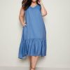 Women Autograph Sleeveless Dresses | Autograph Sleeveless V Neck Lyocell Midi Dress