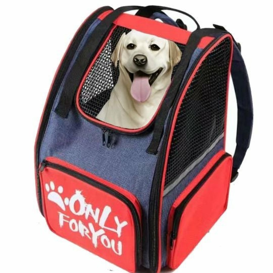 Home And Lifestyle Soga Pet Accessories | Soga Red Pet Carrier Backpack Breathable Mesh Portable Safety Travel Essentials Outdoor Bag