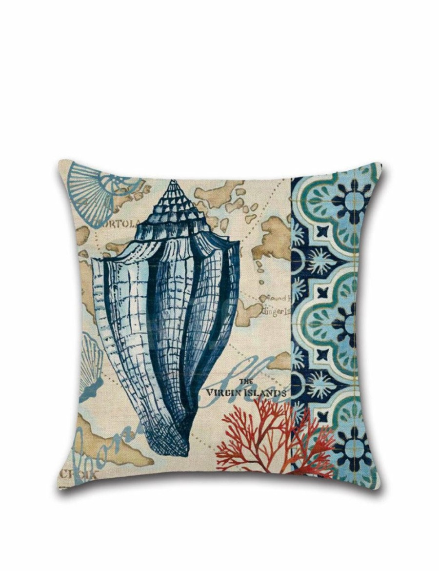 Outdoors HOD Health & Home | Marine Ocean Coral Seahorse Starfish Printed Cushion Covers - 45*45Cm - Style A