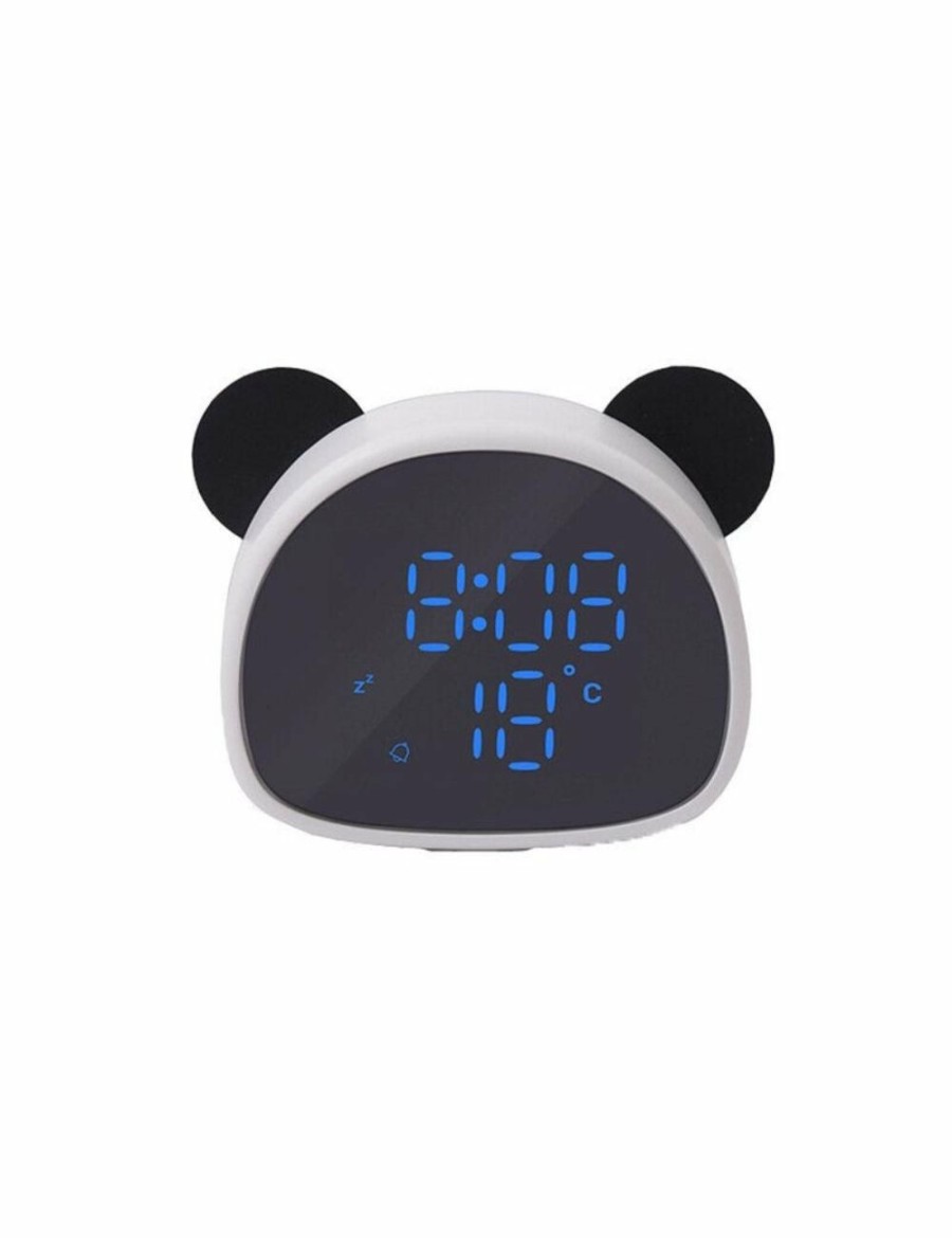 Beauty HOD Health & Home | Panda Alarm Clock Recorder Voice Control Multi-Function Rechargeable Usb Night Light Bedside Mirror Makeup Mirror Black White