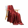 Home And Lifestyle Soga Blankets | Soga Burgundy Throw Blanket Warm Cozy Striped Pattern Thin Flannel Coverlet Fleece Bed Sofa Comforter