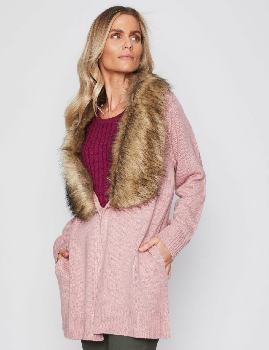 Women Millers Coatigans | Millers Long Sleeve Fur Collar Coatigan