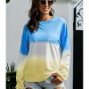 Women Azura Exchange Active Jackets | Blue Color Block Tie Dye Pullover Sweatshirt