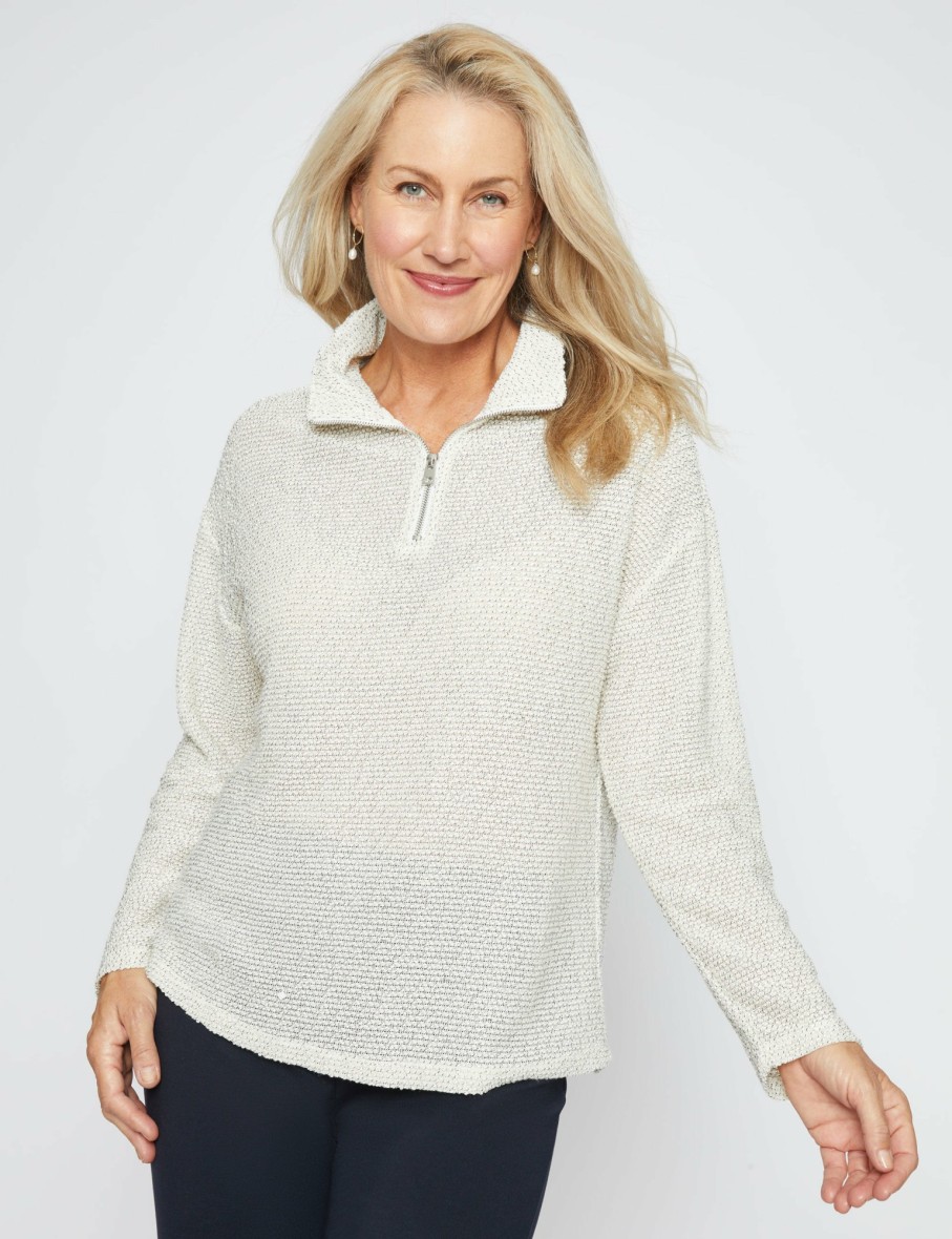 Women Millers Long Sleeve Tops | Millers Long Sleeve Half Zip Textured Top