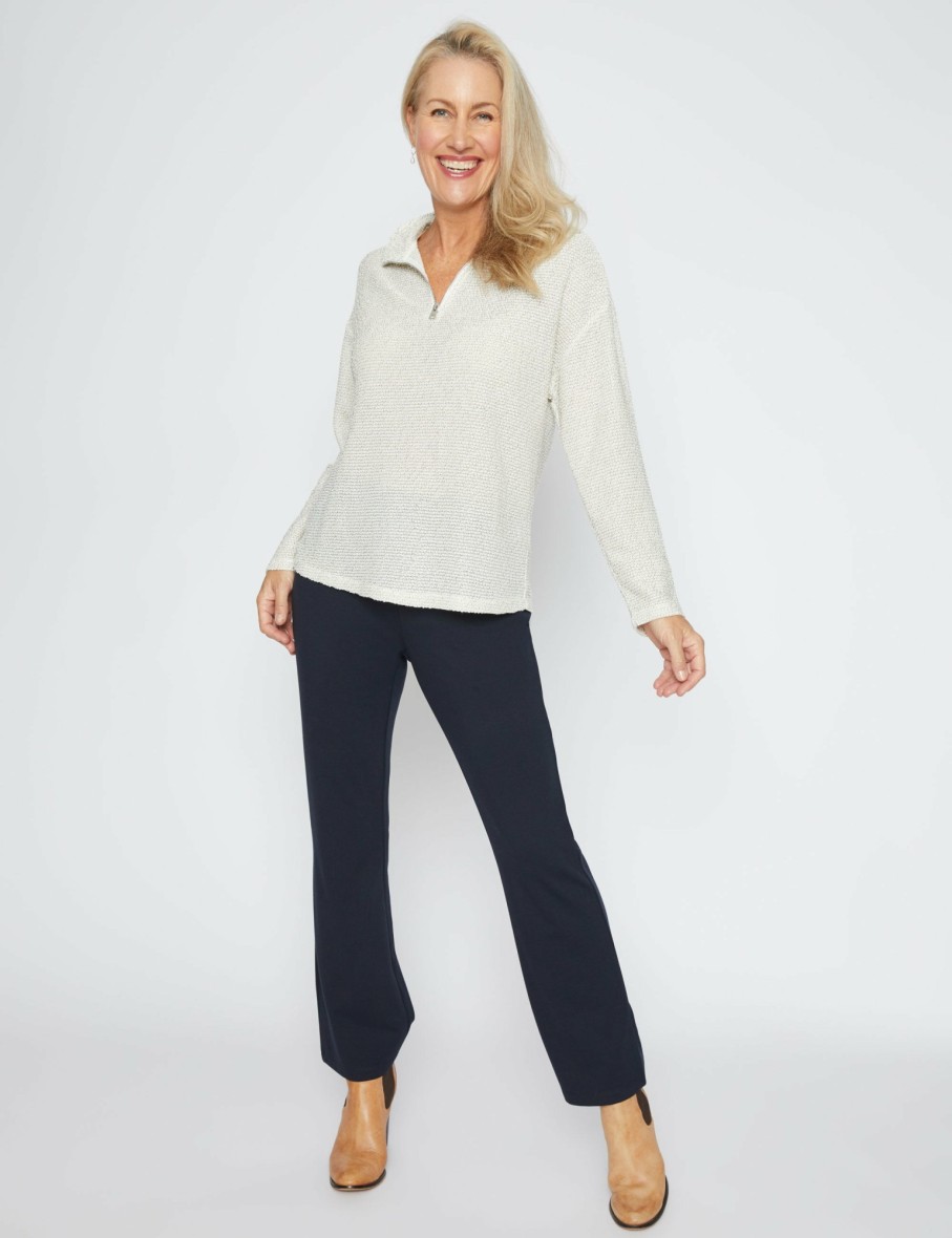 Women Millers Long Sleeve Tops | Millers Long Sleeve Half Zip Textured Top