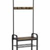 Home And Lifestyle VASAGLE Hallway Furniture | Vasagle Rustic Brown And Black Coat Rack Stand 183 Cm