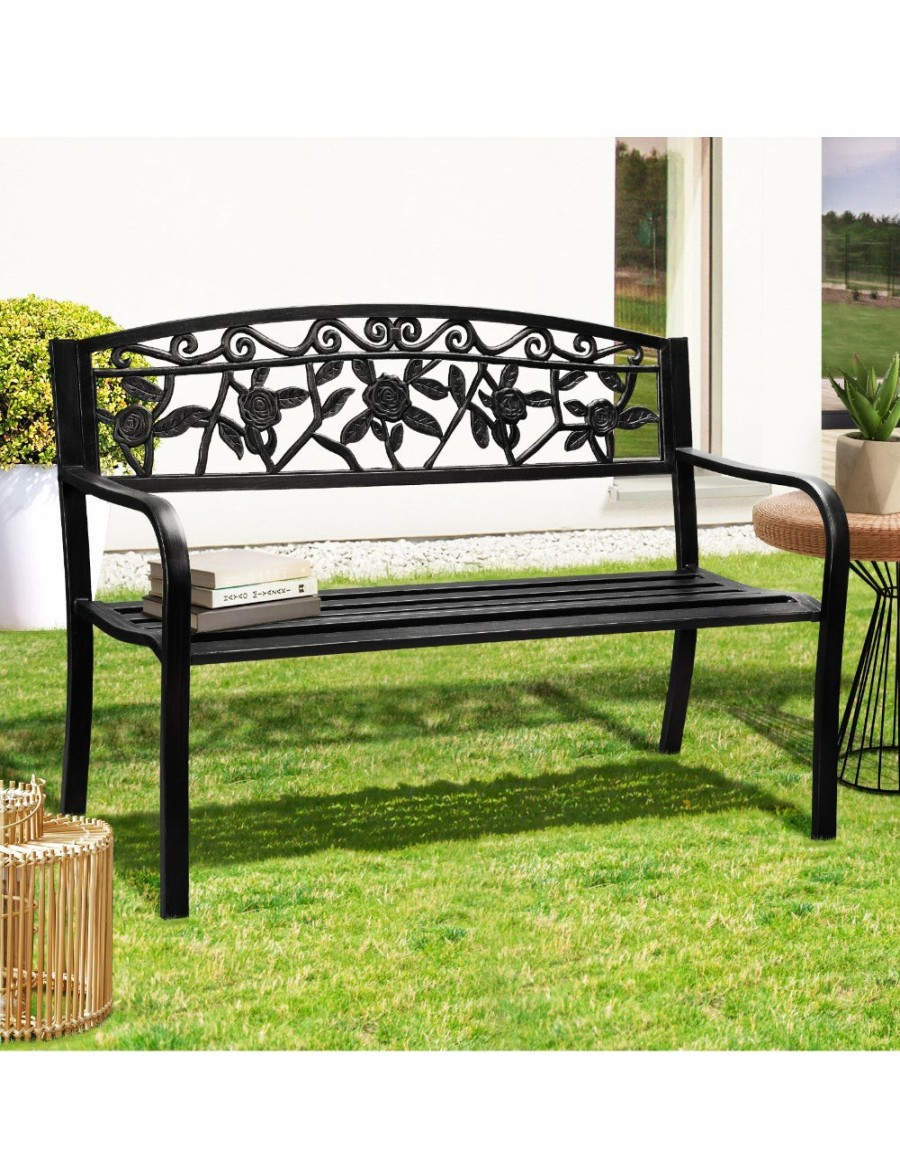 Outdoors Livsip | Livsip Garden Bench Seat Outdoor Furniture Patio Park Backyard Chair Black