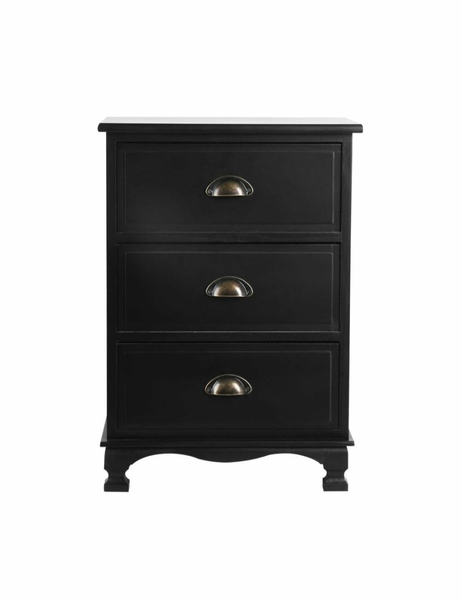 Home And Lifestyle HOD Health & Home Bedside Tables | Artiss Vintage Bedside Table Chest Storage Cabinet Nightstand Black - One Size