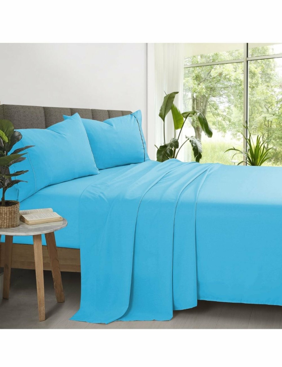 Home And Lifestyle Bedding N Bath Bamboo Sheets | Bedding N Bath 2000Tc Super Ultra Soft Bamboo Microfibre Sheet Set Flat Sheet / Fitted Sheet Queen / Pillows (King , Queen , Super King , King Single , Single , Double) - Blue