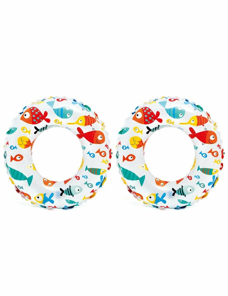 Outdoors INTEX | 2Pk Intex Lively Print 51Cm Swim Rings Assorted Inflatable Kids Floats 3-6Y+