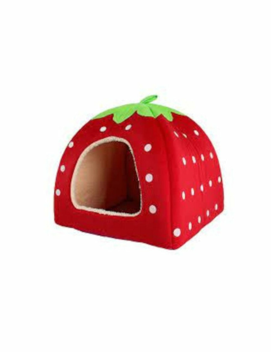 Home And Lifestyle HOD Health & Home Baskets & Boxes | Strawberry Style Sponge House Pet Bed Dome Tent Warm Cushion Basket