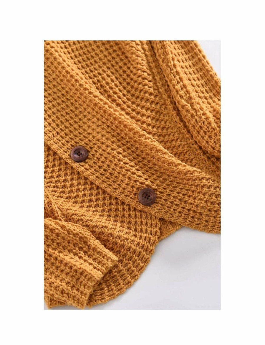 Women Azura Exchange Wraps & Ponchos | Azura Exchange Mustard Buttoned Wrap Turtleneck Sweater