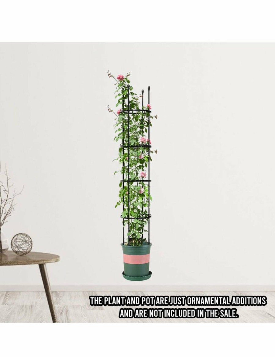 Outdoors Soga Garden Decor | Soga 163Cm 4-Bar Plant Frame Stand Trellis Vegetable Flower Herbs Outdoor Vine Support Garden Rack With Rings