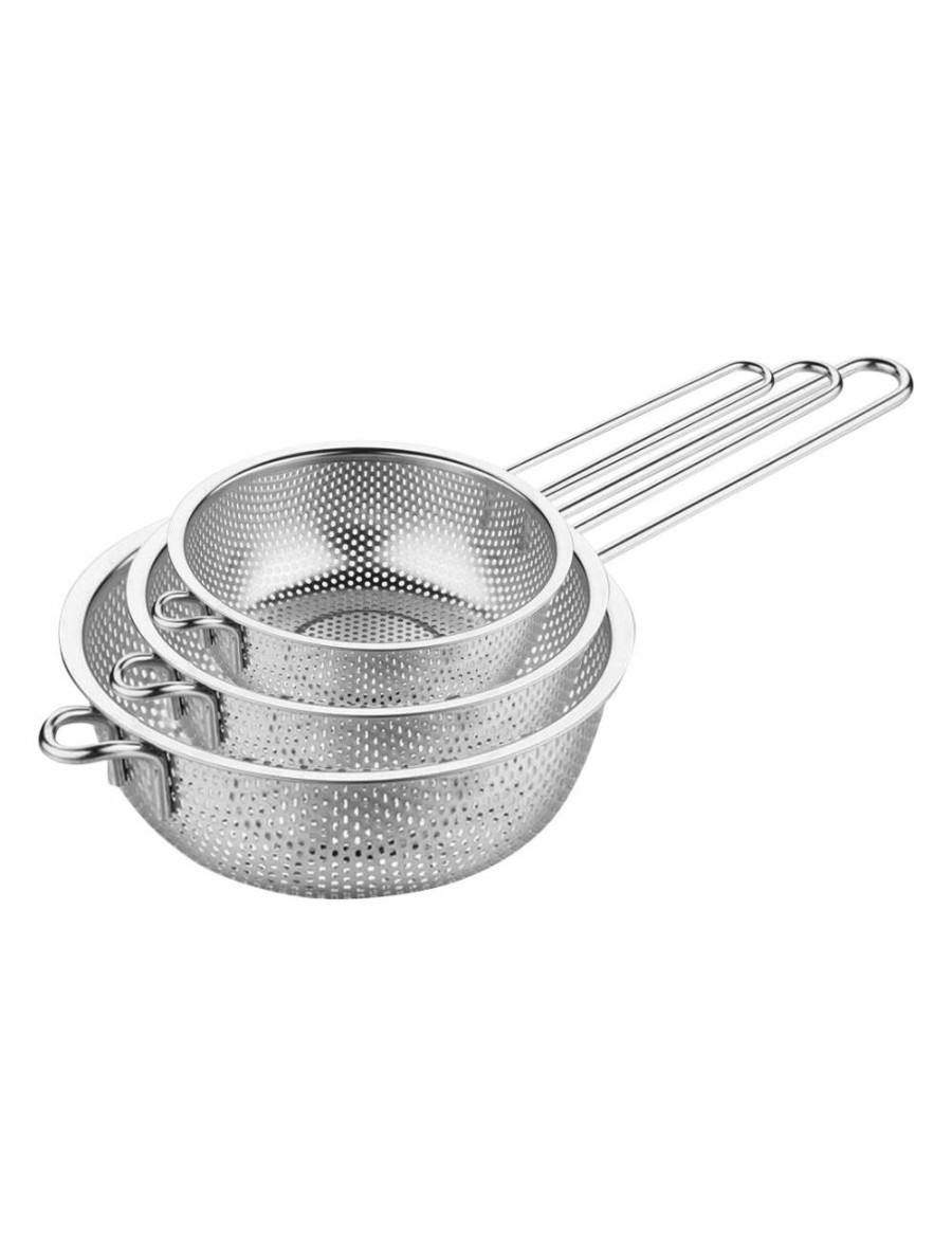 Home And Lifestyle Soga Food Preparation | Soga Stainless Steel Perforated Colander Fine Mesh Net Food Strainer Basket With Handle Skimmer Sieve Set