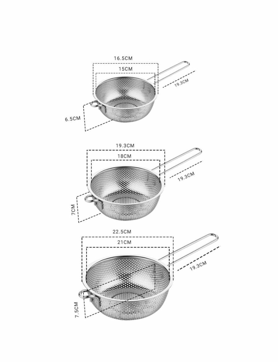 Home And Lifestyle Soga Food Preparation | Soga Stainless Steel Perforated Colander Fine Mesh Net Food Strainer Basket With Handle Skimmer Sieve Set