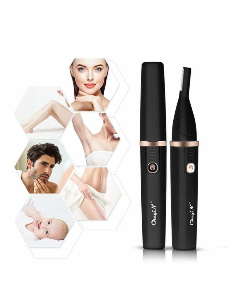 Beauty HOD Health & Home | Portable Electric Trimmer Makeup Usb Rechargeable Dual Blades For Women Eye Brow Facial Bikini Hair Removal Razor Tools - Black