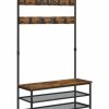 Home And Lifestyle VASAGLE Hallway Furniture | Vasagle Rustic Brown And Black Coat Rack Stand 182Cm