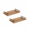 Home And Lifestyle Soga Serveware | Soga 2X 39Cm Brown Rectangle Wooden Acacia Food Serving Tray Charcuterie Board Home Decor