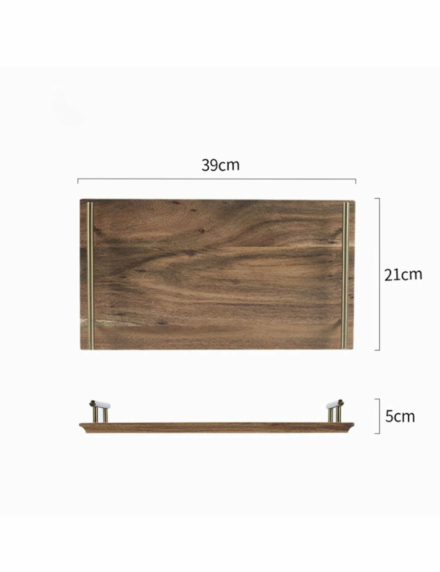 Home And Lifestyle Soga Serveware | Soga 2X 39Cm Brown Rectangle Wooden Acacia Food Serving Tray Charcuterie Board Home Decor