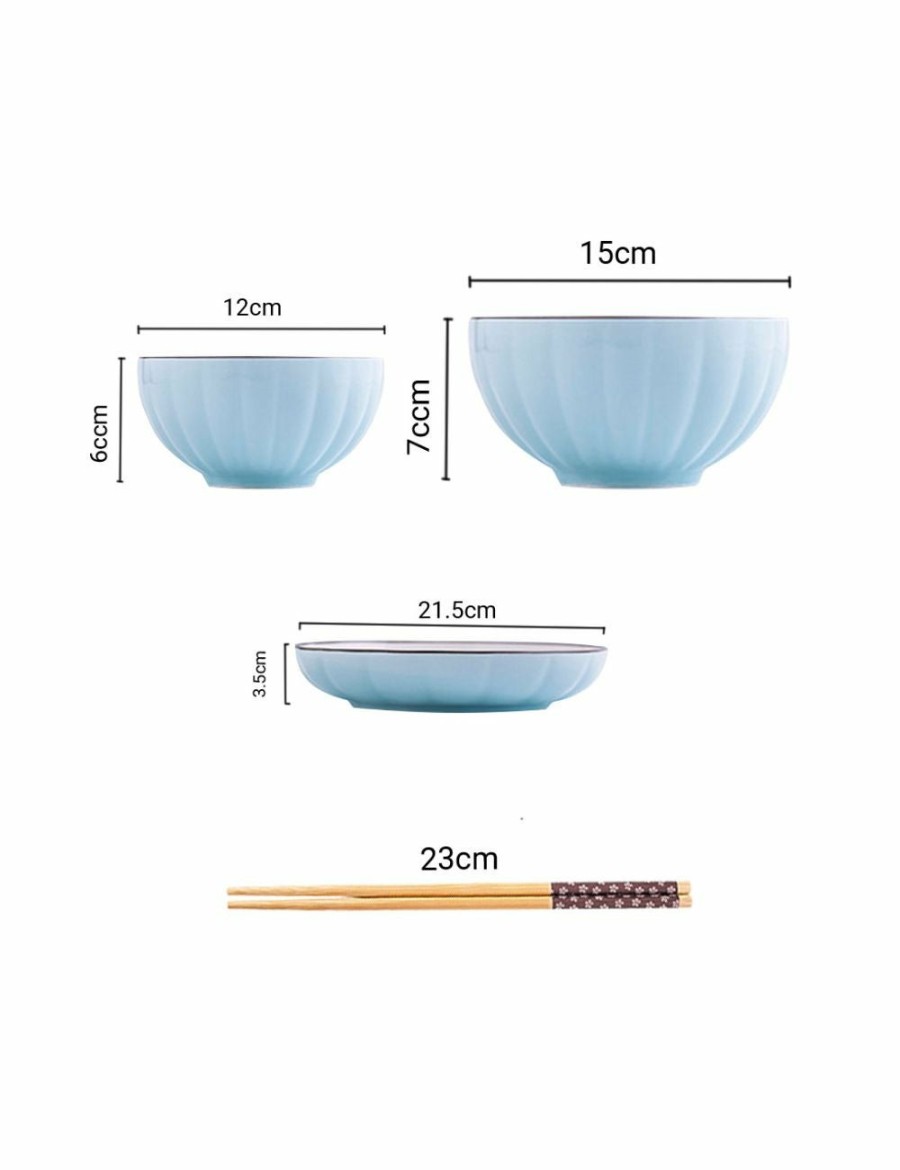 Home And Lifestyle Soga Dinnerware | Soga Blue Japanese Style Ceramic Dinnerware Crockery Soup Bowl Plate Server Kitchen Home Decor Set Of 12