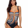 Women Fashion Boutique Onepiece | Orange Tribal Print One Piece Swimsuit