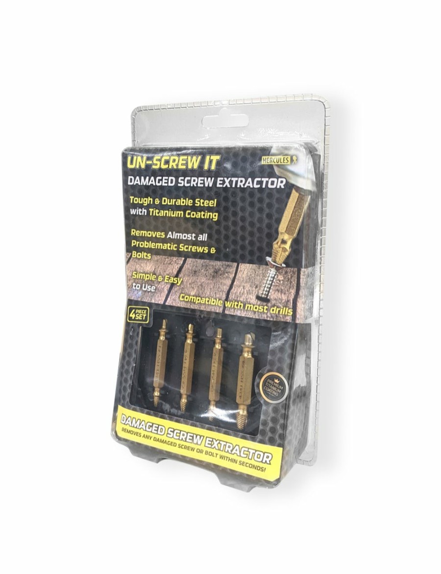 Home And Lifestyle HERCULES Tools & Accessories | 4Pc Hercules Unscrew It Damaged Screw Extractors/Remover Set W/Titanium Coating