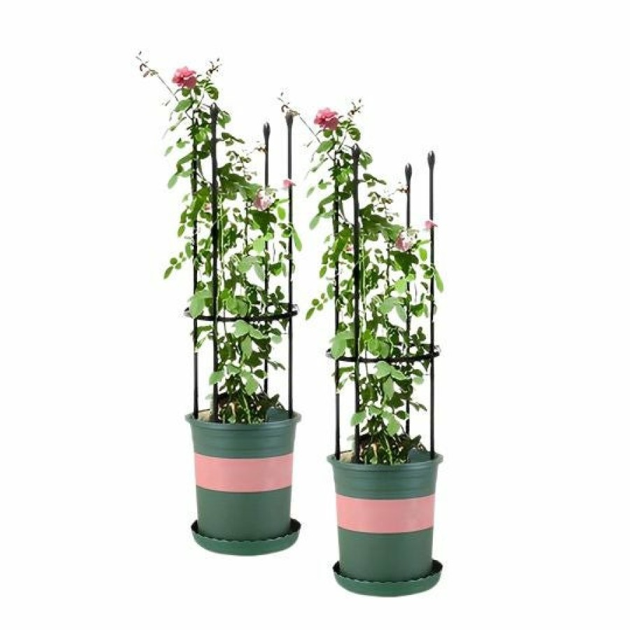 Outdoors Soga Garden Decor | Soga 2X 73Cm 4-Bar Plant Frame Stand Trellis Vegetable Flower Herbs Outdoor Vine Support Garden Rack With Rings