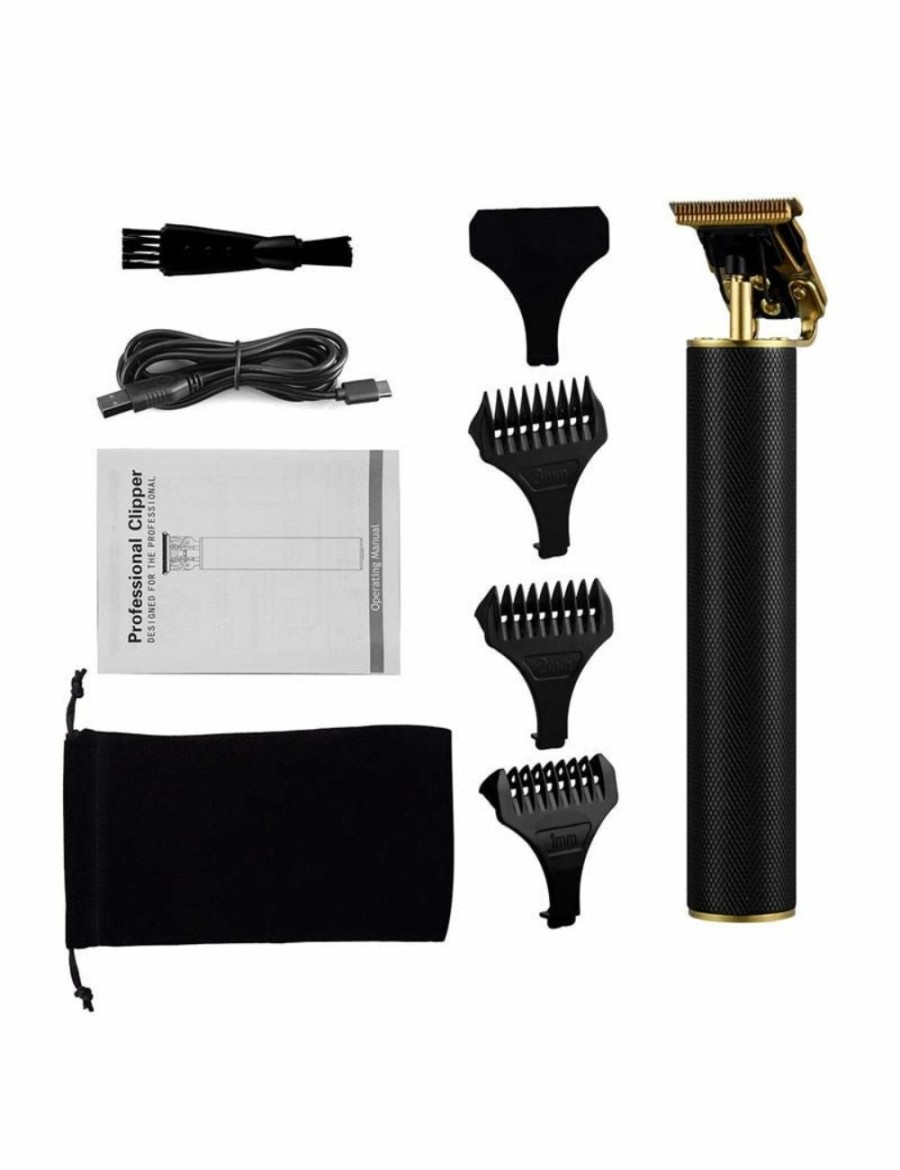 Beauty HOD Health & Home | Professional Hair Trimmer Barber Clipper Usb Rechargeable Machine Cutting Beard Trimming For Men Styling Tools - Black-Gold - With Box