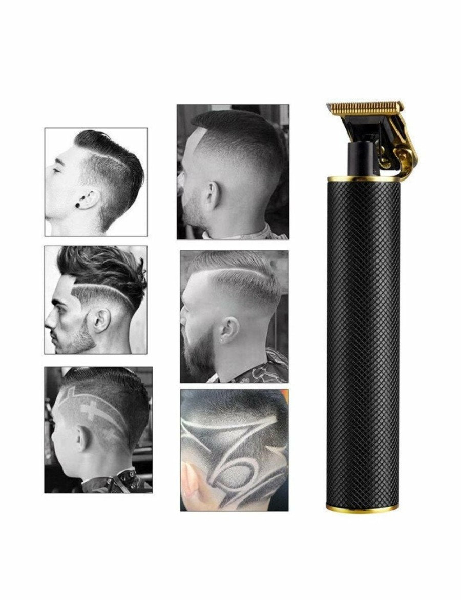 Beauty HOD Health & Home | Professional Hair Trimmer Barber Clipper Usb Rechargeable Machine Cutting Beard Trimming For Men Styling Tools - Black-Gold - With Box