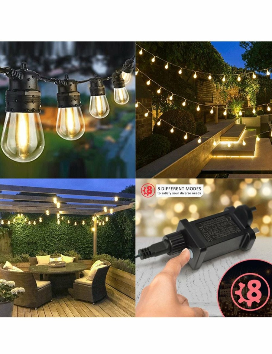 Home And Lifestyle SANSAI Outdoor Lights | Sansai 20 Bulb Led 9W Festoon Warm White Outdoor Da©Cor Festive String Lights 23M